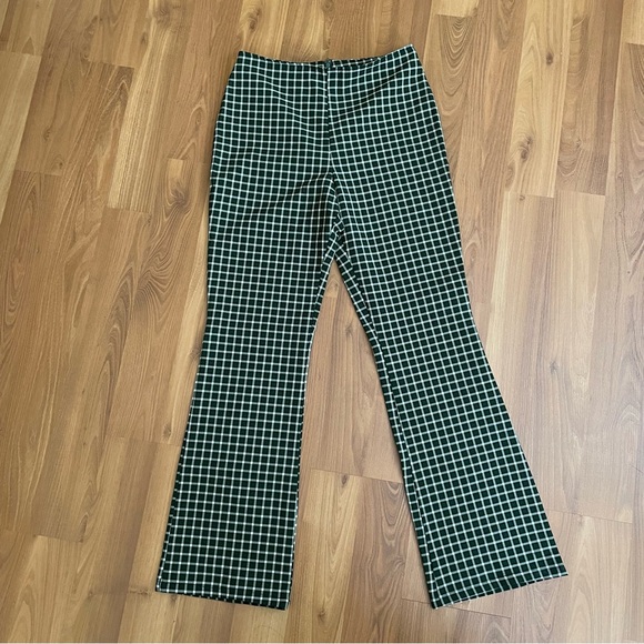Vintage high waist green checkered plaid flared pants size 6-8 29 waist - Picture 7 of 9